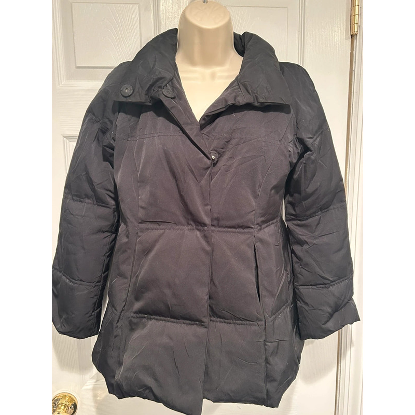 Allegri Milano Black Down Puffer Snap Coat Jacket Designer Italy Luxury Sz Eu 38